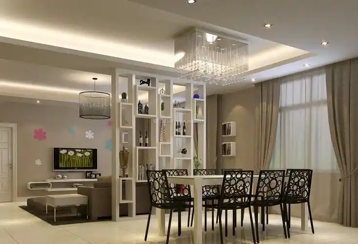 简约客厅餐厅水晶灯装修效果图片