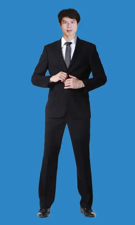 急求高手替我ps一张正装(全身,身高170cm)照片,要蓝色背景,在线等,在