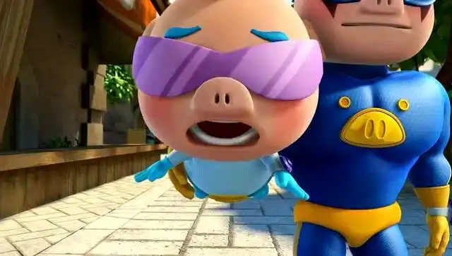 波比中了玫瑰花妖的迷惑术,把超人强的腿当成冰淇淋