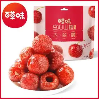 百草味空心山楂80g箱规50包装去核无核山楂球条干片卷果脯零食