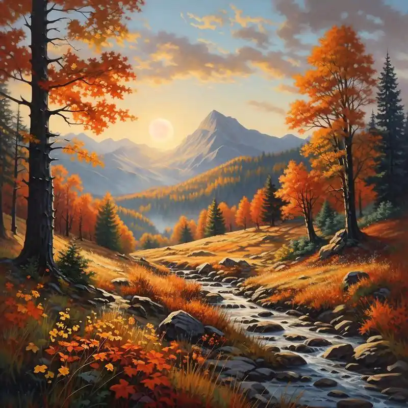 秋天风景油画头像9396