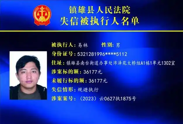 原标题:云南省镇雄县人民法院关于公布失信被执行人名单的公告(2023年