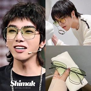 王牌对王牌华晨宇同款眼镜2022新款高级感方框渐变绿太阳眼镜男女