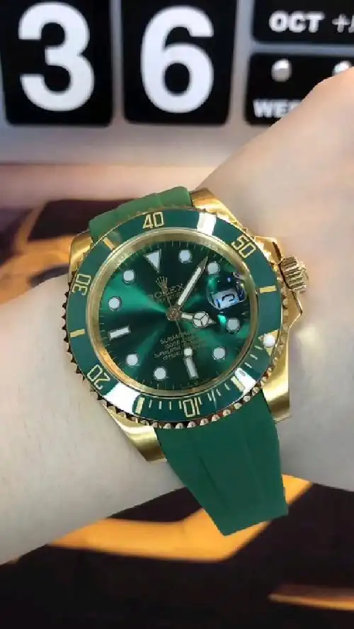 手表#劳力士绿水鬼系列欣赏,绿中带金
