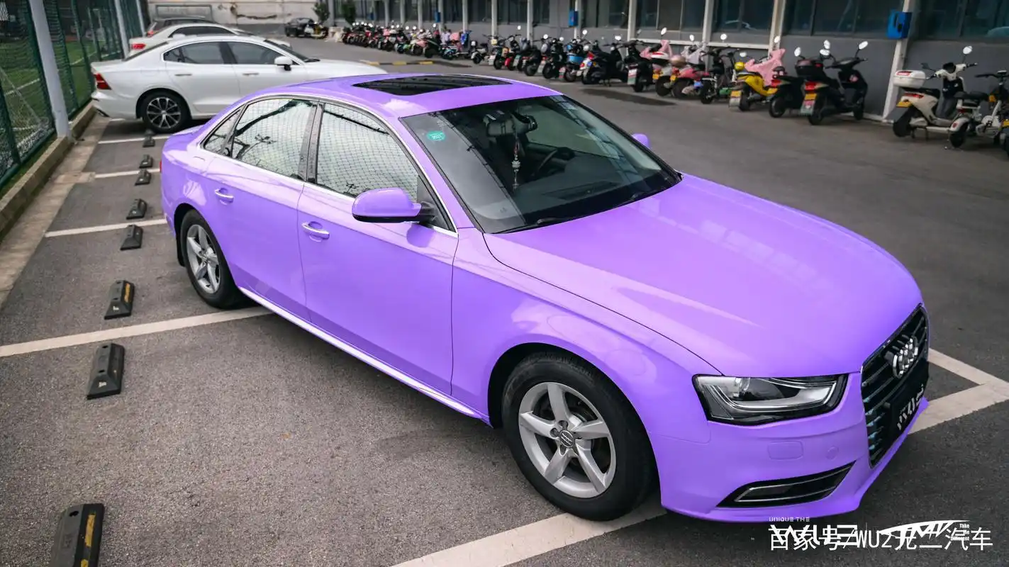 苏州无二汽车贴膜丨奥迪a4贴薰衣草紫