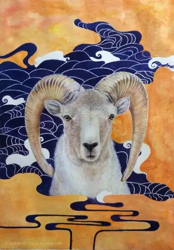 《盘羊》 终于把这张盘羊画完了.