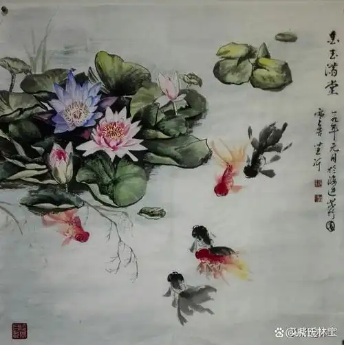 原创四尺斗方国画.金玉满堂