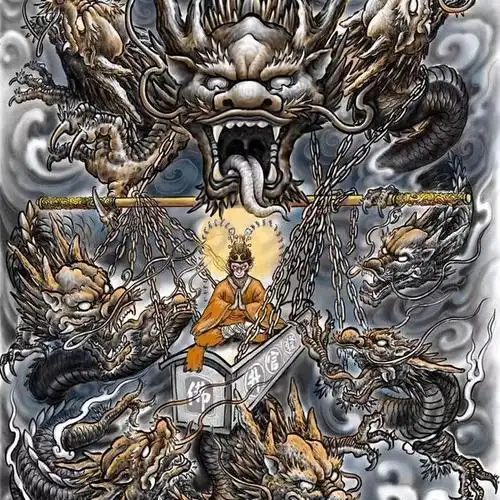 这新款九龙拉棺,纹者能升官发财_纹身吧社区 - 纹身大咖