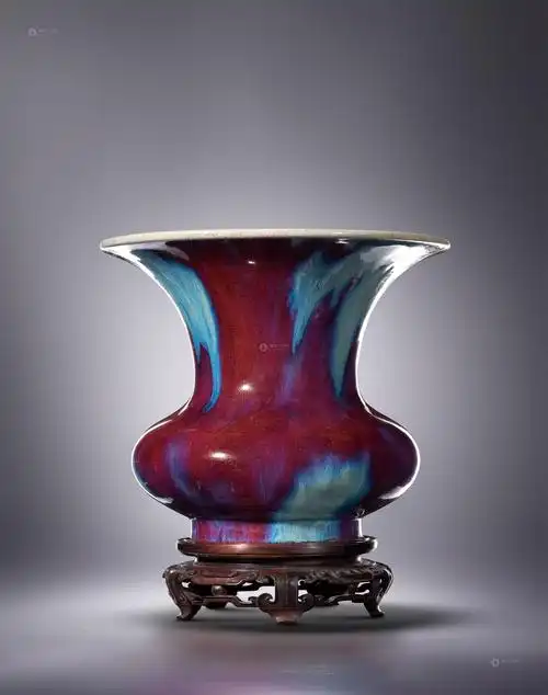 【清乾隆 窑变钧红釉撇口花盆】拍卖品_图片_价格_鉴赏_清代单色釉