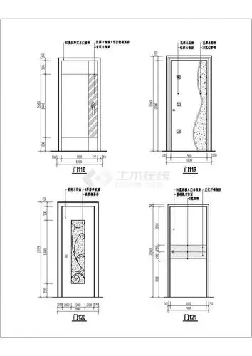 室内装饰装修各式房门式样详细立面图纸