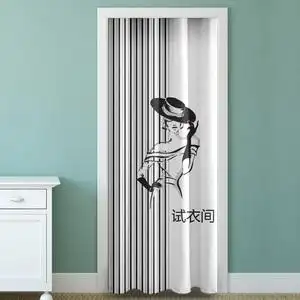 服装店试衣间门帘定制logo女装店更衣室布艺隔断帘子免打孔布帘