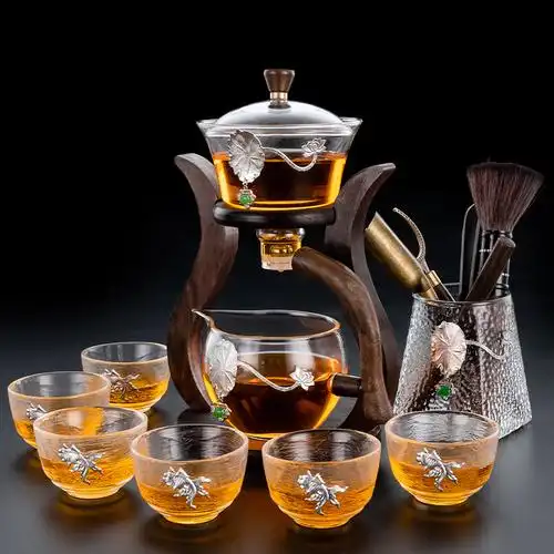 创意宫灯半全自动懒人功夫茶杯简约日式冲泡茶器玻璃茶具套装家用