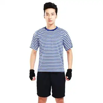 蓝白条短袖体恤 海洋训练服纪念版军迷服饰服装 海军体能服套装 (正品