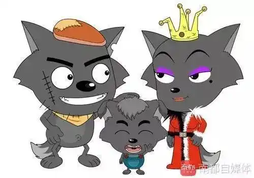 关于灰太狼一家三口的简笔画