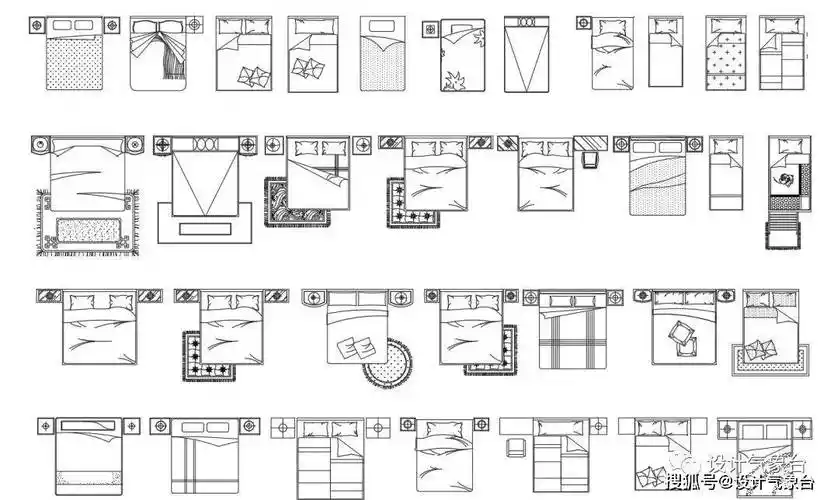 床平面--床立面--衣柜-灯具洁具门窗家用电器装饰配件-装饰画--窗帘