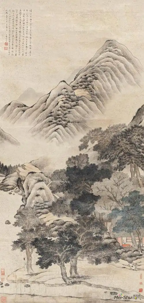 《临流观山图》张崟中国画高清作品_名画欣赏_美术网-mei-shu.com