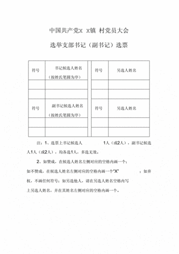 选举支部书记副书记选票docx2页