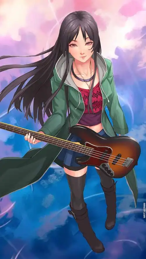 黑色长发,轻音少女贝斯手秋山澪akiyama mio手机壁纸1080x1920图片