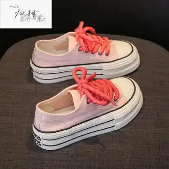 归择内增高休闲鞋女款洋气帆布鞋小个子女生厚底薄款学生显高百搭板鞋