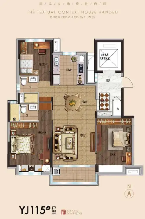 玖珑府115a,玖珑府3室2厅0卫 115㎡户型图,朝向-济南凤凰网房产
