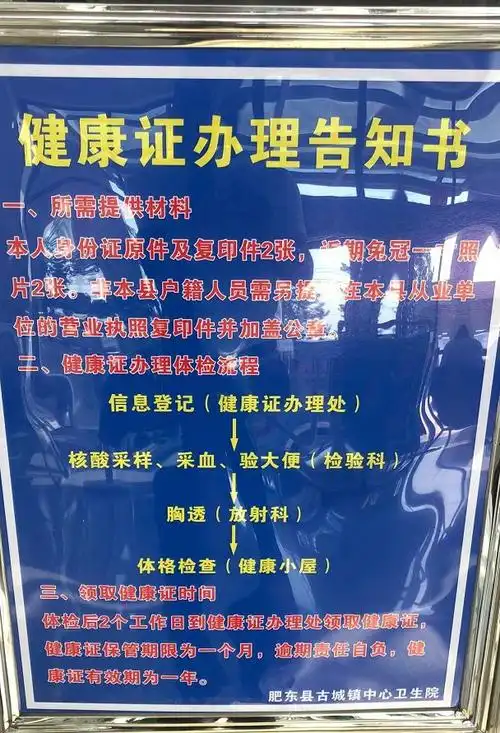 肥东县古城镇中心卫生院健康证办理指南- 合肥本地宝