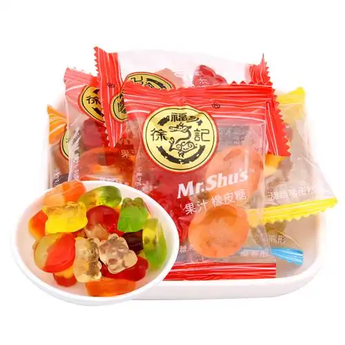 徐福记橡皮糖水果汁软糖qq糖500g结婚庆喜糖果混合散装批发小零食