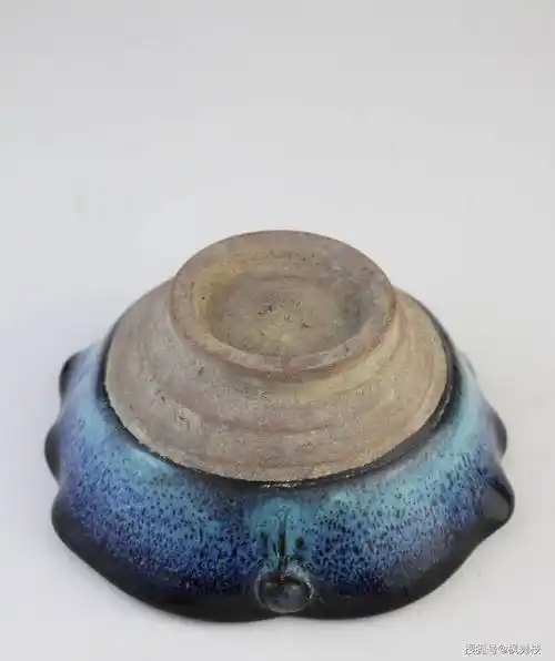 北宋当阳峪窑蓝钧釉乳钉海棠洗 枫舞枝藏鉴_评分_釉瓷_瓷器