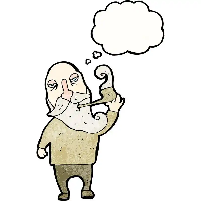 大胡子老男人吸烟管