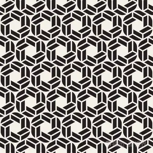 矢量无缝条纹图案现代时尚的纹理与单色条纹重复几何六角形网格简单的