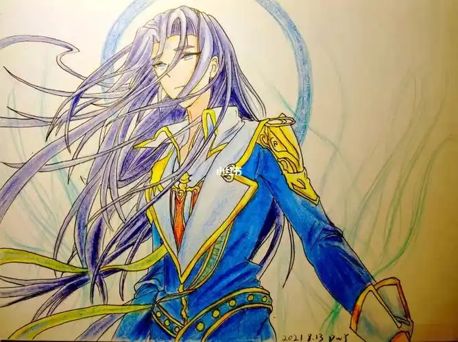 斗罗大陆三五唐三小舞彩铅手绘