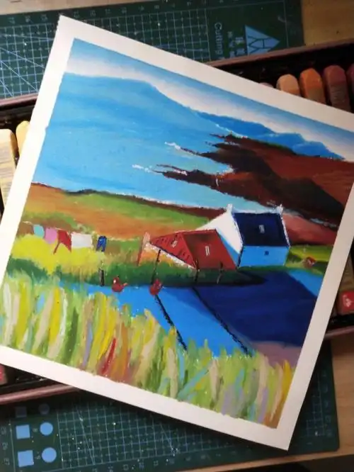 油画棒海滨小别墅的午后