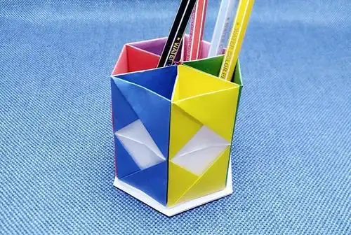 视频-花样小技巧轻松学折纸巧手折纸炫彩六边形组合笔筒快速教程