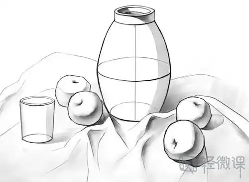 静物组合简笔画水果