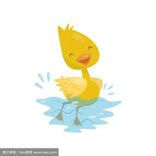 可爱的小黄小鸭在里面游泳