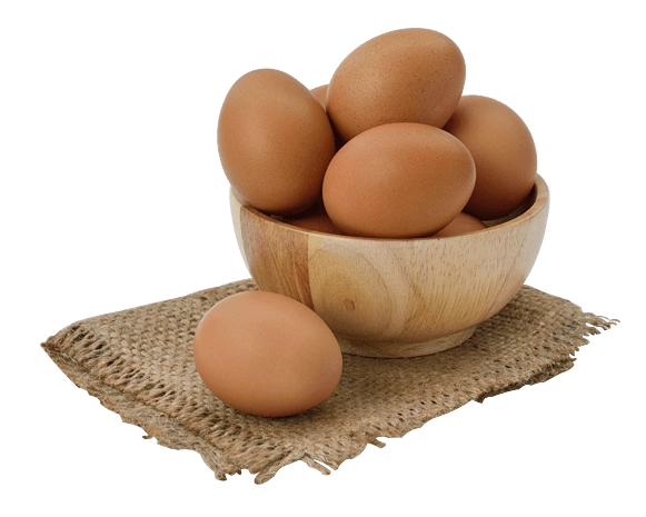 放在麻布上的木碗里装着鸡蛋