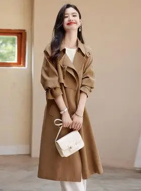时尚气质长风衣外套2022年秋季新款女士温柔显瘦高端宽松长款上衣