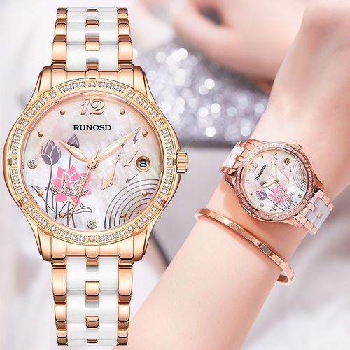 00券后价￥1680瑞士斯诺威登品牌手表女机械表防水时尚气质陶瓷女士