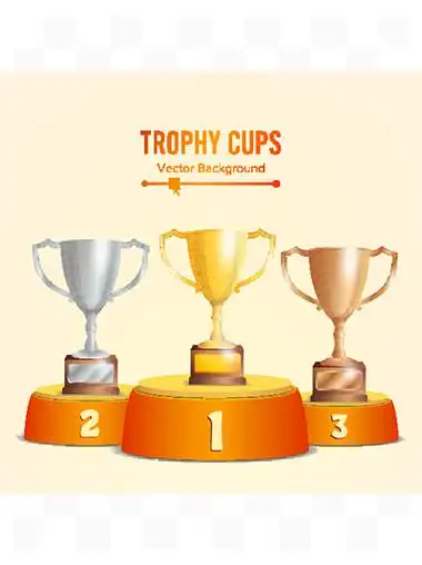 在指挥台的战利品杯金,铜,银优胜者基座概念与第一,第二和第三名 i>颁