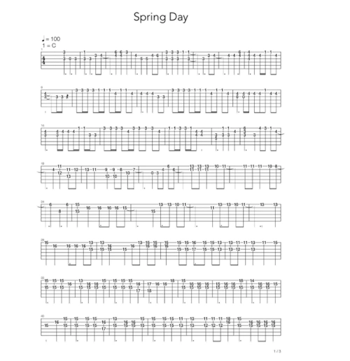 《spring day》音乐歌词简谱