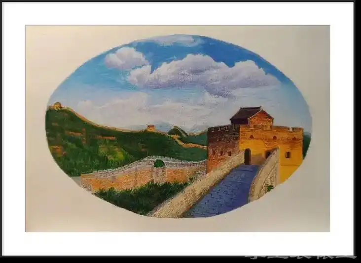彩铅手绘 万里长城 - 抖音