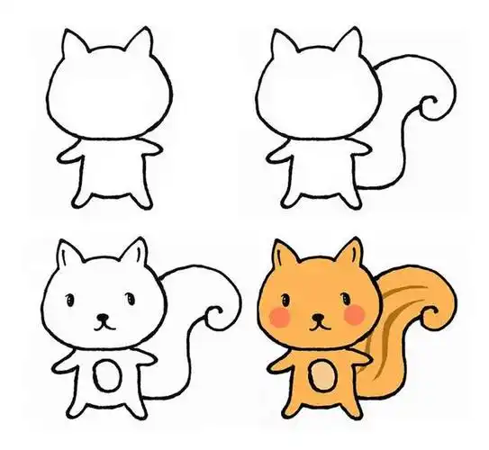 八款可爱的小松鼠简笔画画法大全跟着步骤画卡通小松鼠