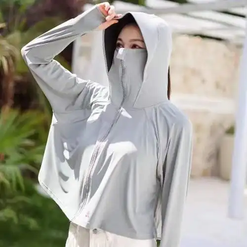 夏季黑胶防晒衣女带帽外穿防紫外线外套透气休闲骑行黑胶大帽檐