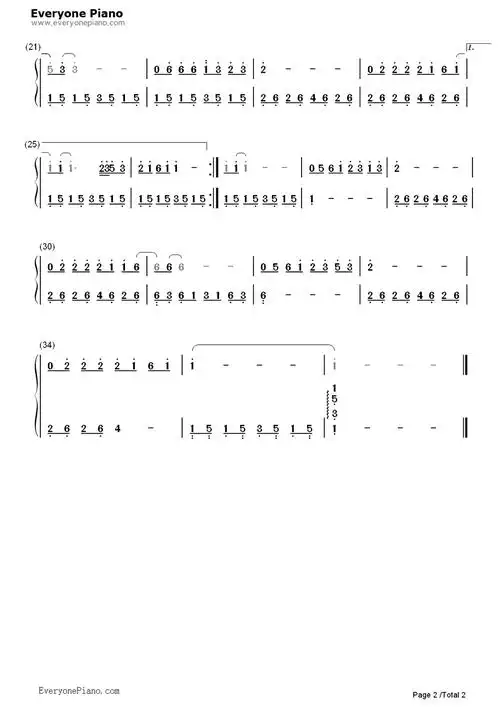 滴答双手简谱预览2