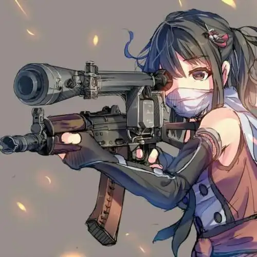 超燃超酷拿枪动漫女生头像图片