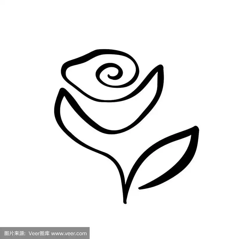 玫瑰花概念标志化妆品连续线