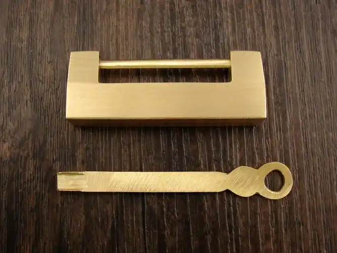 中式铜锁仿古锁横开挂锁老式锁头复古光面素面纯铜古代横插4号间距52