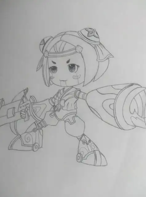 王者荣耀q版鲁班简笔画