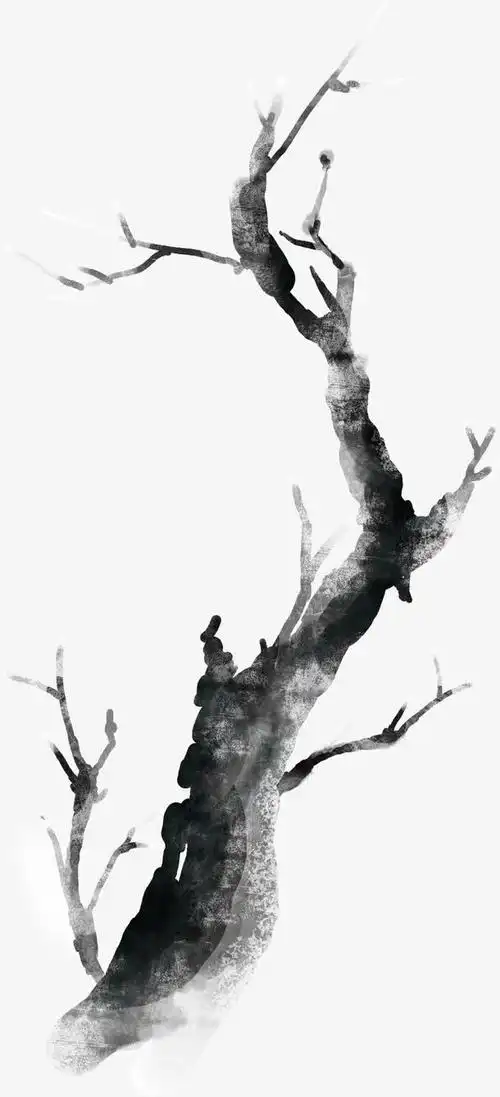 手绘黑色水墨树枝艺术