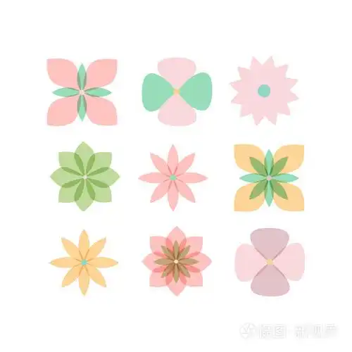 几何风格的花卉集合好的元素为des.