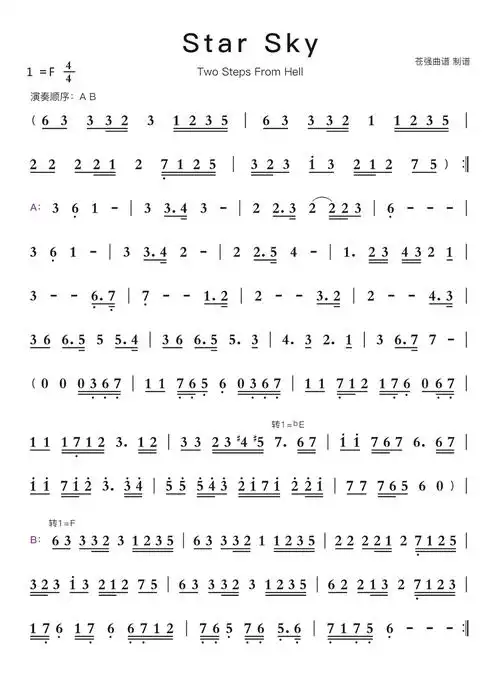 star sky简谱-苍强曲谱